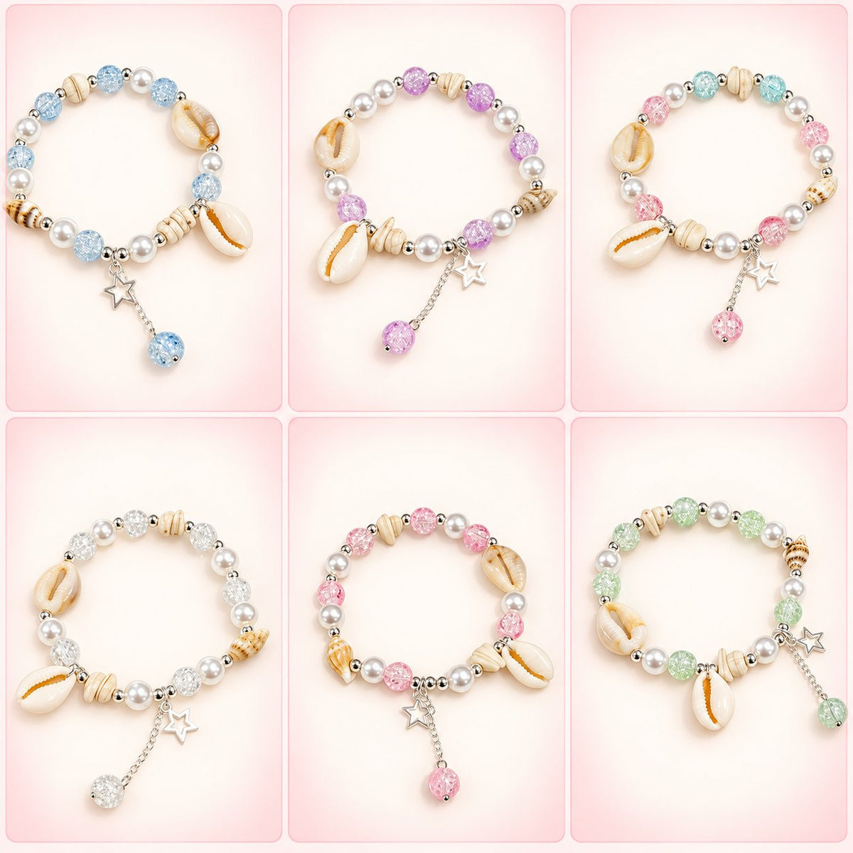 Mixed beaded bracelets in surprise colours