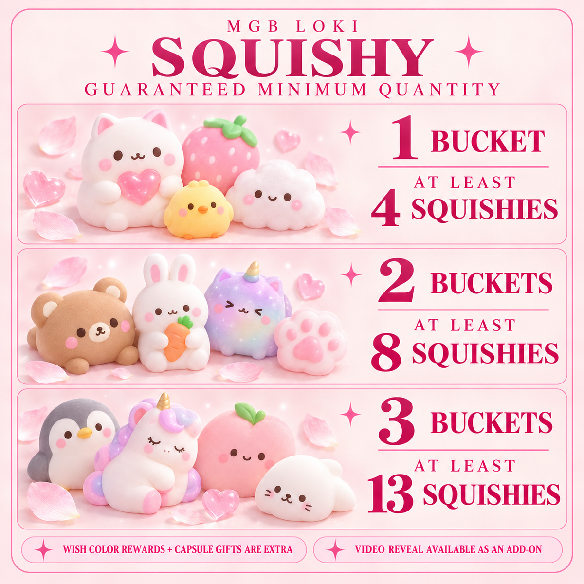MGB Loki Squishy guaranteed minimum quantity guide for 1 to 3 buckets