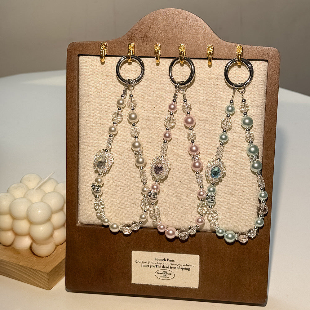 Pearl-style beaded phone chain designs