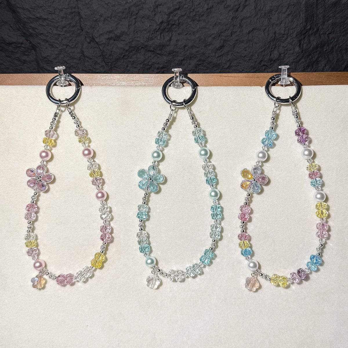 Colourful floral beaded phone chains